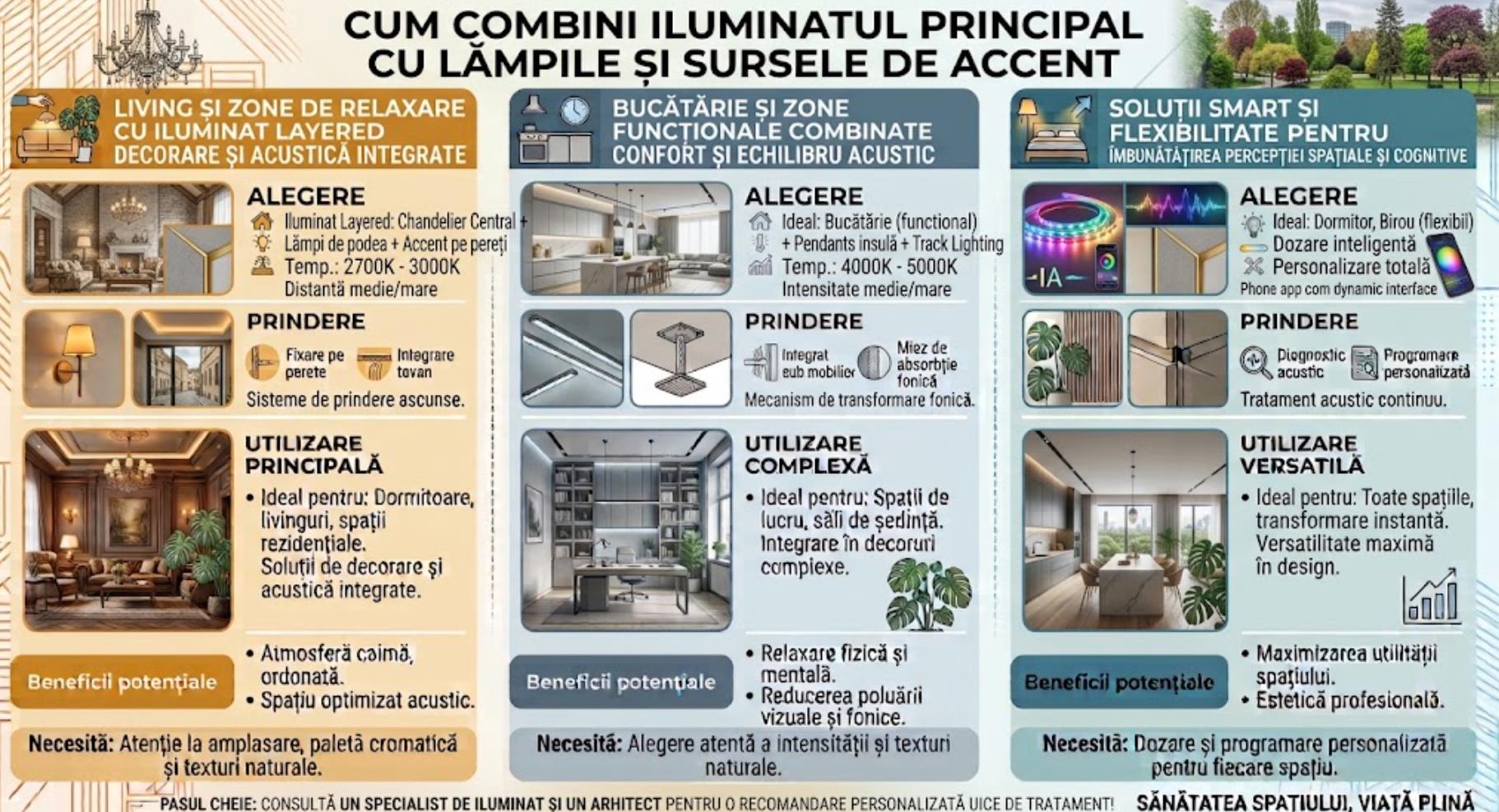 Cum combini iluminatul principal cu lampile si sursele de accent